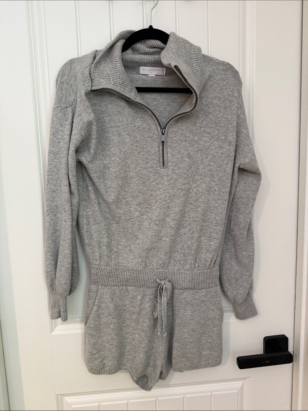 Spiritual Gangster Light Gray Half-Zip Knit Romper